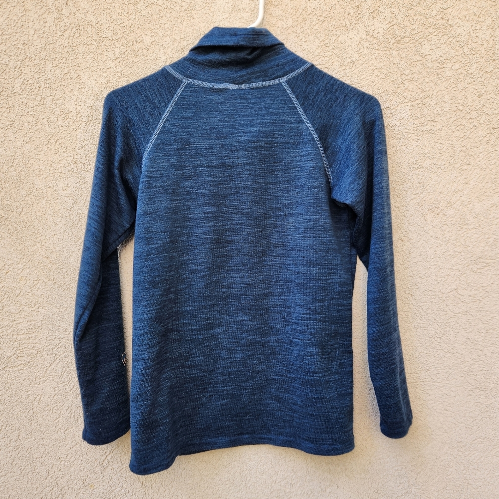 KUHL Women's Lea Pullover Small Teal Heathered Cowl Neck Kangaroo Pocket - Picture 8 of 11